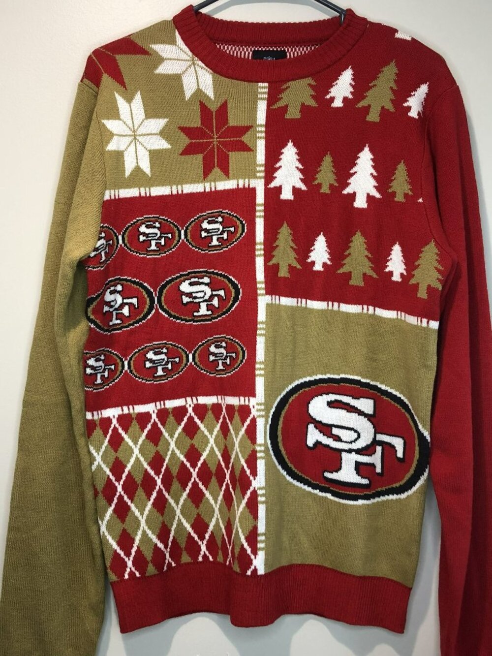 Men's NFL San Francisco 49rdsTeam Busy Block Snowfall Holiday Ugly Sweater Small
